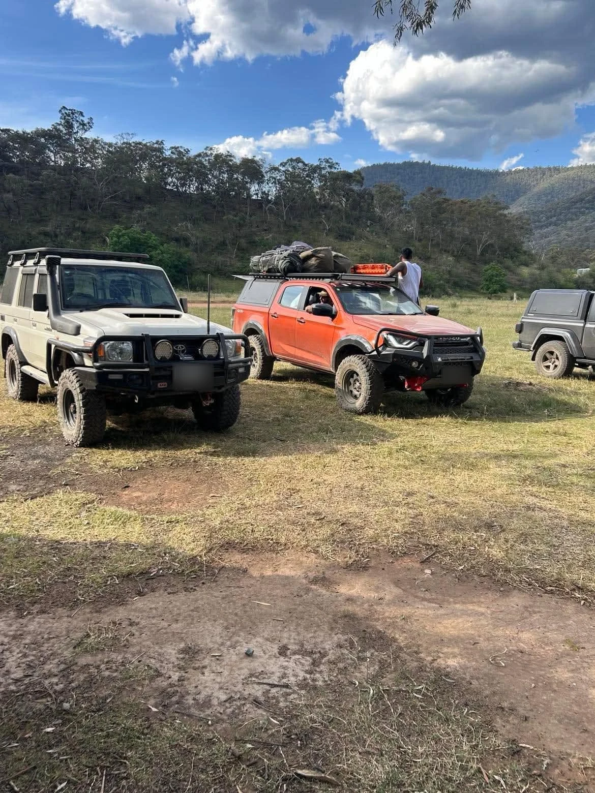 Four-wheel drives set up for an Australian off-road camping trip